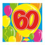 20 Serviettes Ballons "60 ans"