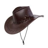 Chapeau de cowboy en cuir synthétique - marron