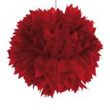 Déco de plafond "Pompon en papier crépon" 30 cm - rouge