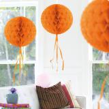 Déco de plafond "Balle en papier crépon" 30 cm - orange