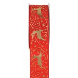 Ruban de déco "Rennes de Noël" 5 m - rouge