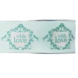 Ruban de déco "With love" 5 m - vert menthe