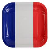 10 assiettes carrées en carton "Vive la France"