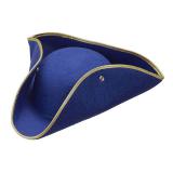 Chapeau tricorne avec bordure dorée - bleu