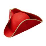 Chapeau tricorne avec bordure dorée - rouge