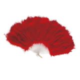 Éventail à plumes 26 cm - rouge