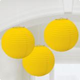 3 lampions unicolores 24 cm - jaune