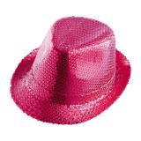 Chapeau unicolore à paillettes - rose vif