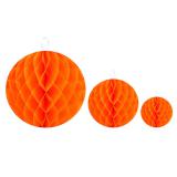 2 balles unicolores en papier gaufré - orange-10 cm