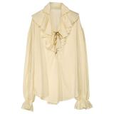 Chemise de pirate unicolore - beige-XL