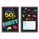 8 cartons d'invitation "Totally 80's" avec enveloppes