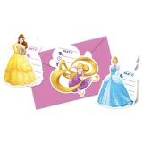 6 cartons d´invitation "Disney - Jolies princesses" avec enveloppes