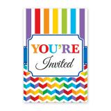 20 cartons d'invitation "Anniversaire en couleurs" avec enveloppes