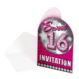 8 cartons d'invitation "Girly Sweet Sixteen"