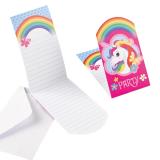 8 Cartons d´invitation "Petite licorne" avec enveloppes