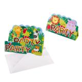 8 cartons d'invitations "Adorables animaux de la jungle" avec enveloppes