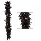 Boa de plumes "Glamour" noir 180 cm - doré métallisé