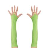 Gants cabaret en satin sans doigt - vert fluo