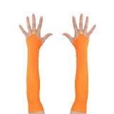 Gants cabaret en satin sans doigt - orange fluo