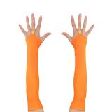 Gants cabaret en satin sans doigt - orange fluo