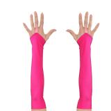 Gants cabaret en satin sans doigt - rose vif fluo