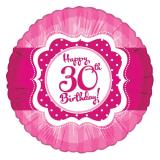 Ballon en alu Happy Birthday "Pretty Pink 30" 45 cm
