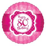 Ballon en alu Happy Birthday "Pretty Pink 80" 45 cm