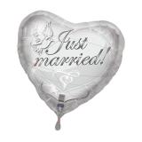 Ballon argenté "Just Married" 43 cm