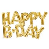 Ballon en alu "Happy B Day" 76 x 48 cm - doré