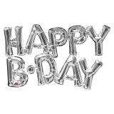 Ballon en alu "Happy B Day" 76 x 48 cm - argenté