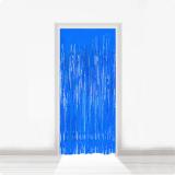 Rideau de porte à franges métallisées 2 m - bleu