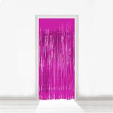 Rideau de porte à franges métallisées 2 m - magenta