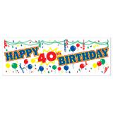 Bannière anniversaire "Happy 40th Birthday" 1,5 m