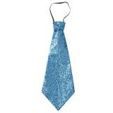 Cravate à paillettes 40 cm - turquoise