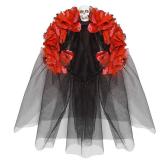 Serre-tête "Dia de los Muertos" avec voile - rouge
