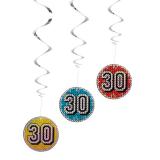 3 Suspensions tourbillons holographiques "30. anniversaire" 