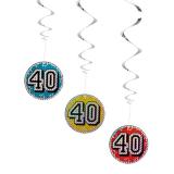 3 Suspensions tourbillons holographiques "40 anniversaire"