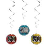 3 suspensions tourbillons holographiques "50 anniversaire"