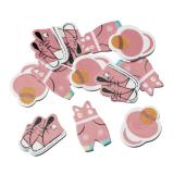 Confettis en bois "Bébé arrive" 12 pcs. - rose