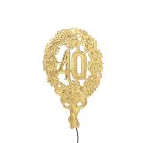 Chiffre d'anniversaire "40" en doré 12 cm