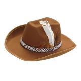 Chapeau de cowboy pour enfant avec plume - marron