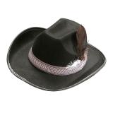 Chapeau de cowboy pour enfant avec plume - noir