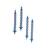 12 bougies d'anniversaire classiques avec supports - bleu