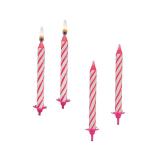12 bougies d'anniversaire classiques avec supports - rose