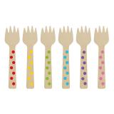 Petites fourchettes en bois "Buffet Coloré" lot de 12
