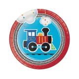 8 Petites assiettes en carton "Petit train coloré" 