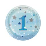 8 Petites assiettes en carton "Little Star" bleu