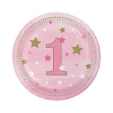 8 petites assiettes en carton "Little Star" rose