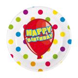 6 petites assiettes en carton "Anniversaire multicolore" 