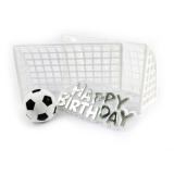 Déco pour gâteau - But de foot "Happy Birthday" 4 pcs